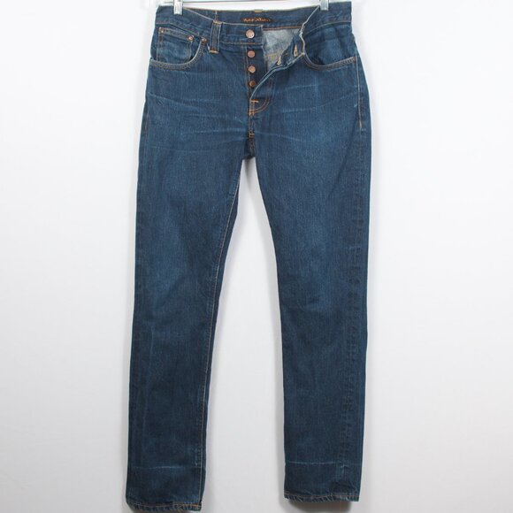 Nudie Men's Grim Tim Jeans 31/32 Blue Dry Ring 100% Cotton - Picture 5 of 10